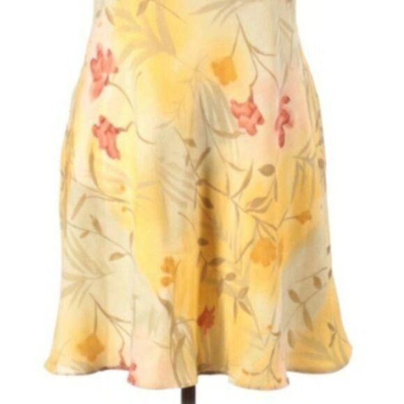 Vtg Donna Ricco Dress Modest Yellow Botanical Floral Short Sleeve Tea Length 14P - Picture 5 of 10